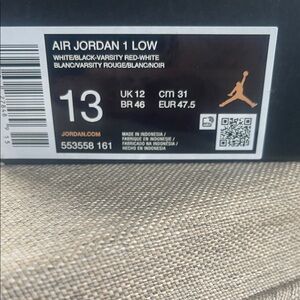 Jordan Air Jordan 1 Low White Black Red Sneakers